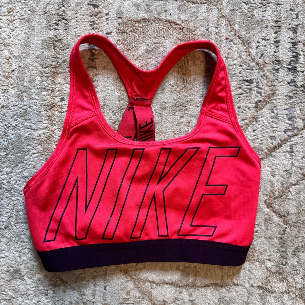 Nike Hot Pink Racerback Sports Bra with Black Trim